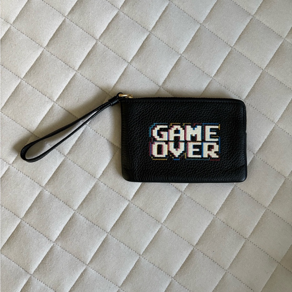 Coach x Pac-Man- Black Clutch Wristlet with Game Over Design